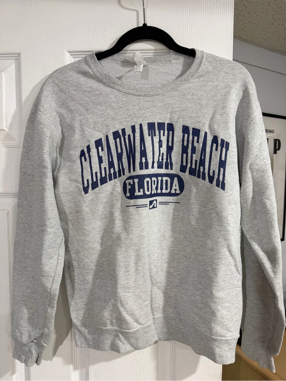 Clearwater Beach Florida Sweatshirt - Heather Gray with Navy Print